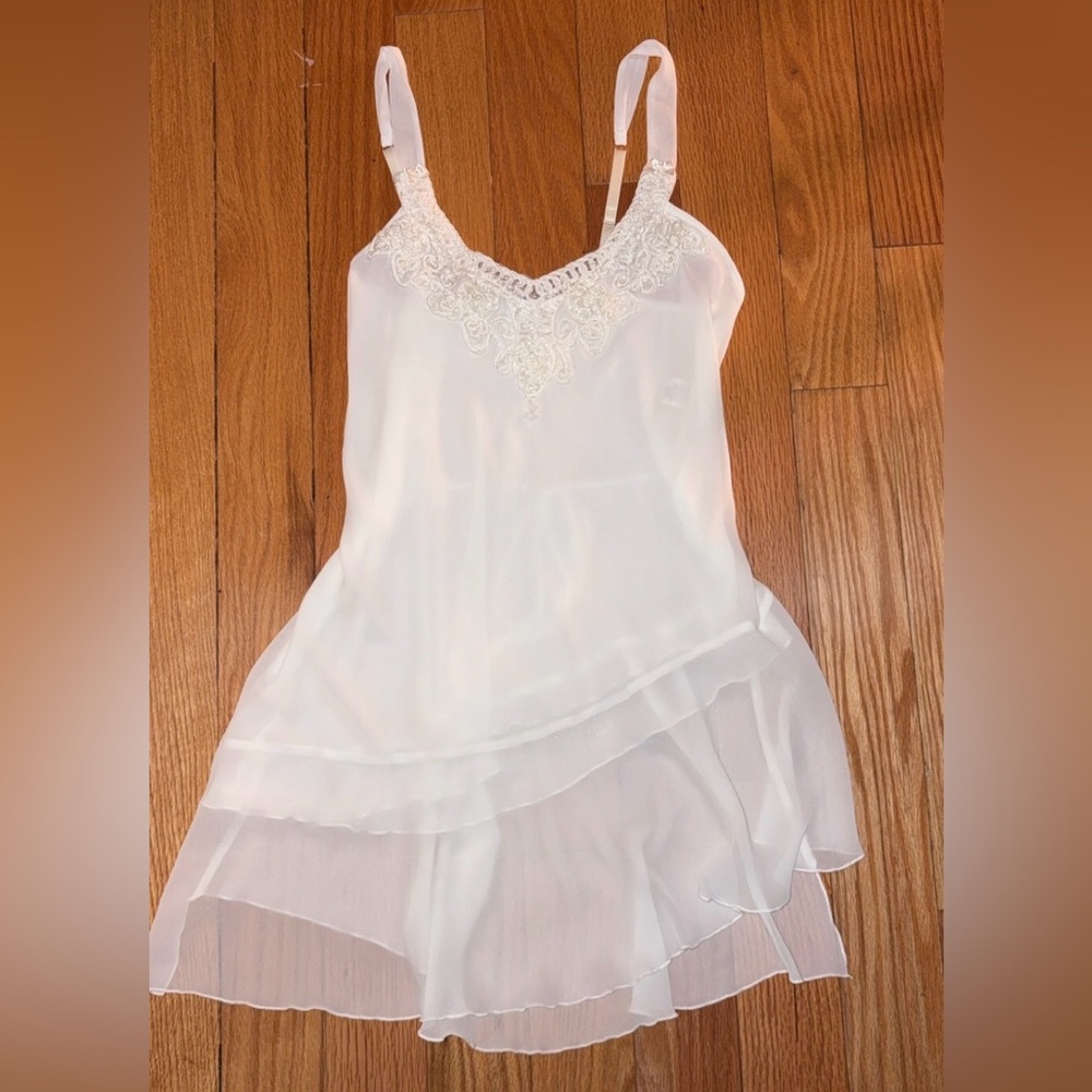 Linea Donatella Sheer White Lace Chemise